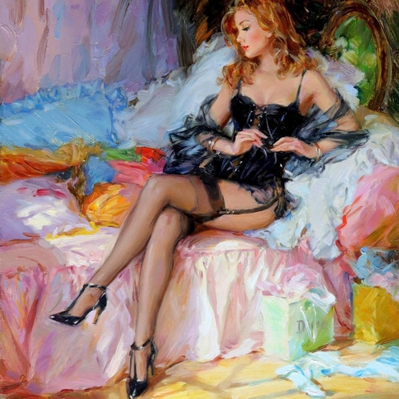 Konstantin Painting Abstract Impressionism Beautiful Woman Art Print Framed - Picture 2 of 2